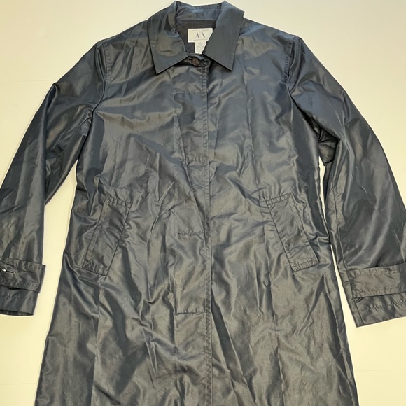Armani Exchange Women’s Navy Nylon / Polyester Button  Coat M - Picture 2 of 14